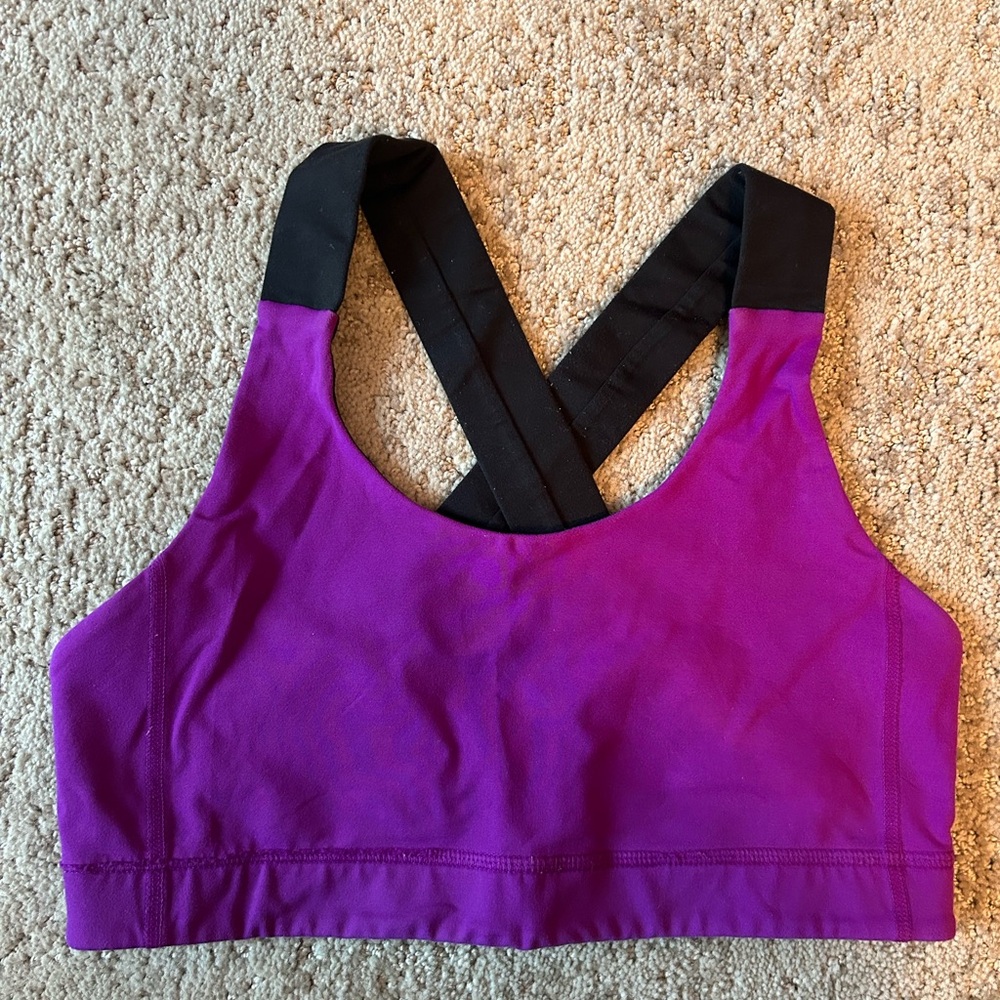 Lululemon Vibrant Purple Sports Bra with Black Straps
